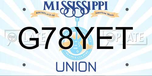 G78YET Mississippi License Plate