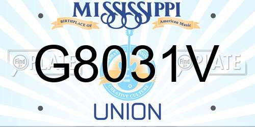 G8031V Mississippi License Plate