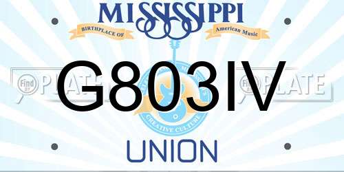 G803IV Mississippi License Plate