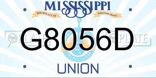 G8056D Mississippi License Plate