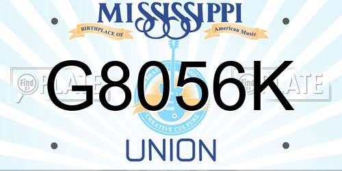 G8056K Mississippi License Plate