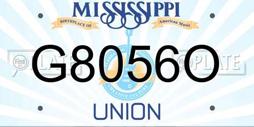 G8056O Mississippi License Plate