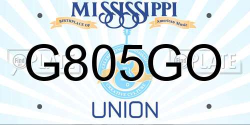 G805GO Mississippi License Plate