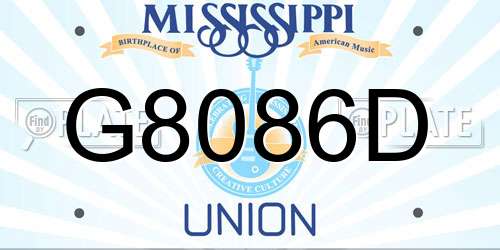 G8086D Mississippi License Plate