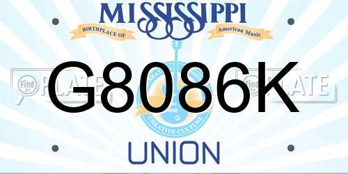 G8086K Mississippi License Plate
