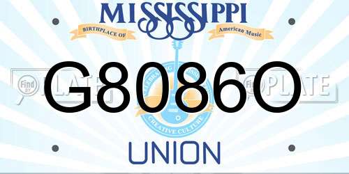 G8086O Mississippi License Plate