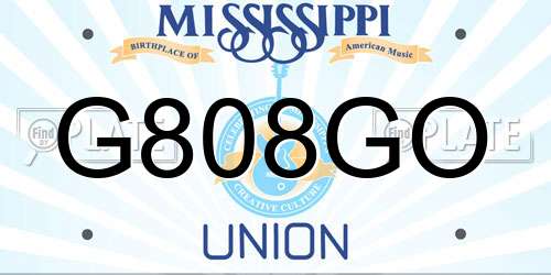 G808GO Mississippi License Plate