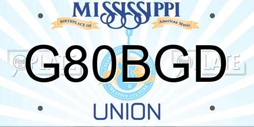 G80BGD Mississippi License Plate
