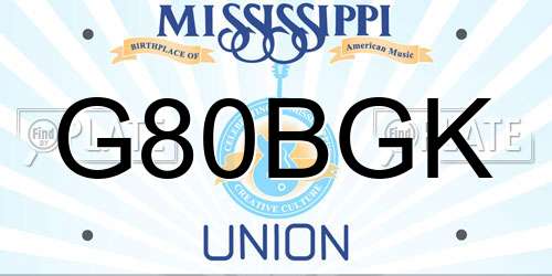G80BGK Mississippi License Plate
