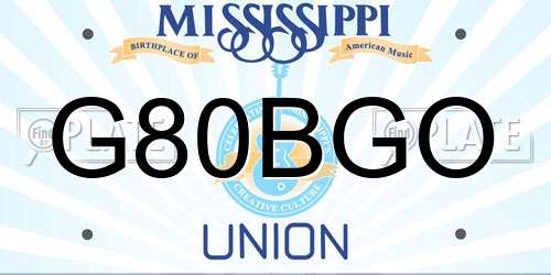 G80BGO Mississippi License Plate