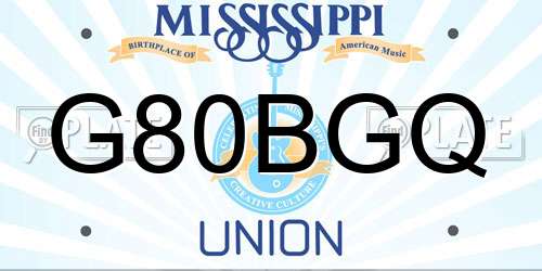 G80BGQ Mississippi License Plate
