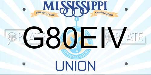 G80EIV Mississippi License Plate