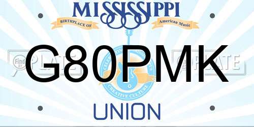 G80PMK Mississippi License Plate