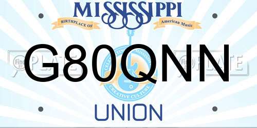 G80QNN Mississippi License Plate
