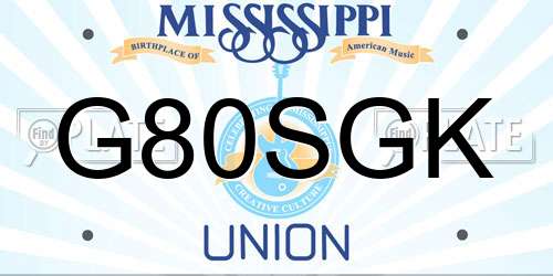 G80SGK Mississippi License Plate