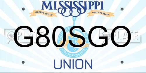 G80SGO Mississippi License Plate