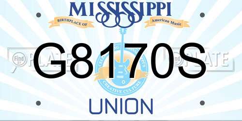 G8170S Mississippi License Plate