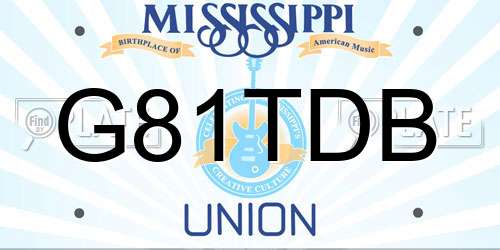 G81TDB Mississippi License Plate