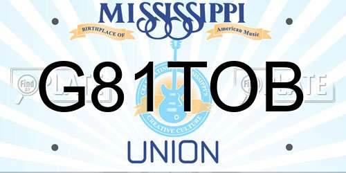 G81TOB Mississippi License Plate