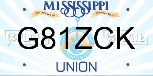 G81ZCK Mississippi License Plate