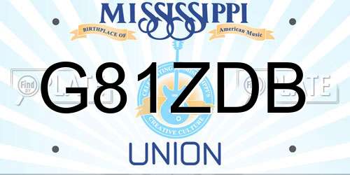 G81ZDB Mississippi License Plate
