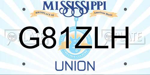 G81ZLH Mississippi License Plate