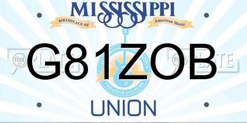 G81ZOB Mississippi License Plate