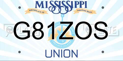 G81ZOS Mississippi License Plate