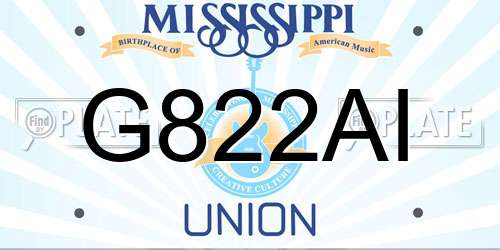 G822AI Mississippi License Plate