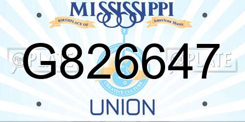 G826647 Mississippi License Plate