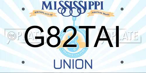 G82TAI Mississippi License Plate