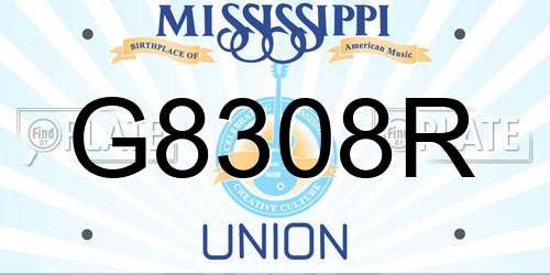 G8308R Mississippi License Plate