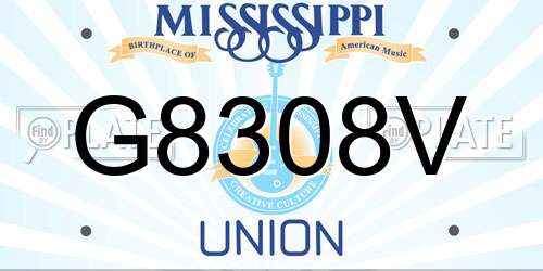 G8308V Mississippi License Plate