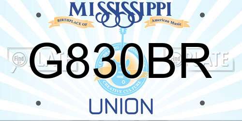 G830BR Mississippi License Plate