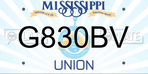 G830BV Mississippi License Plate
