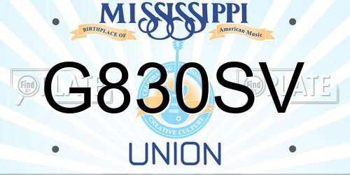 G830SV Mississippi License Plate