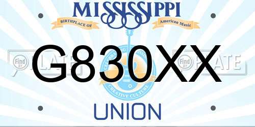 G830XX Mississippi License Plate