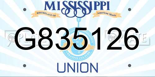G835126 Mississippi License Plate