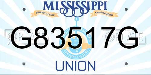 G83517G Mississippi License Plate