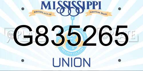 G835265 Mississippi License Plate