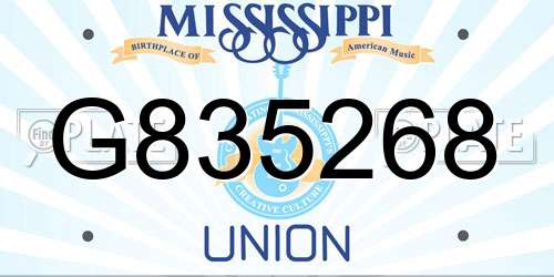 G835268 Mississippi License Plate