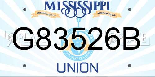 G83526B Mississippi License Plate