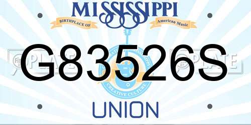 G83526S Mississippi License Plate