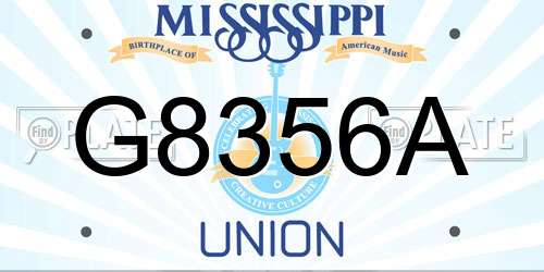 G8356A Mississippi License Plate