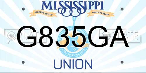 G835GA Mississippi License Plate