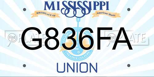 G836FA Mississippi License Plate