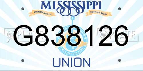 G838126 Mississippi License Plate