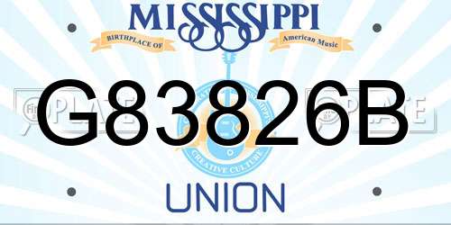 G83826B Mississippi License Plate