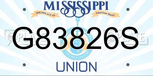 G83826S Mississippi License Plate