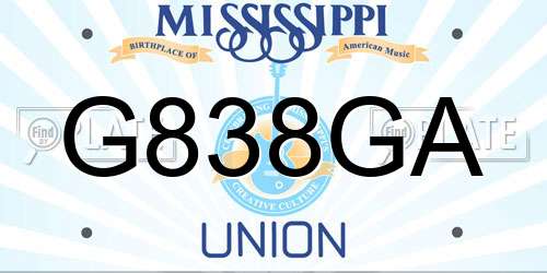 G838GA Mississippi License Plate